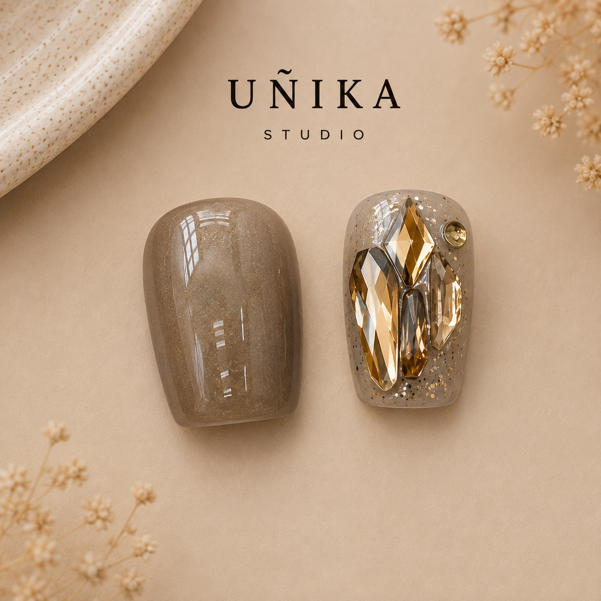 Luz Champán | Uñas Press On Hechas a Mano