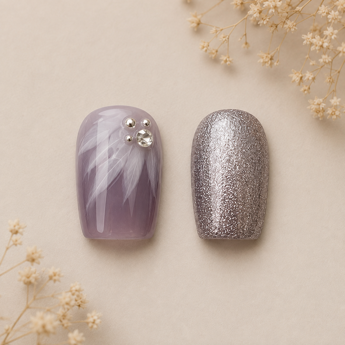 Pluma Lavanda | Uñas Press On Hechas a Mano