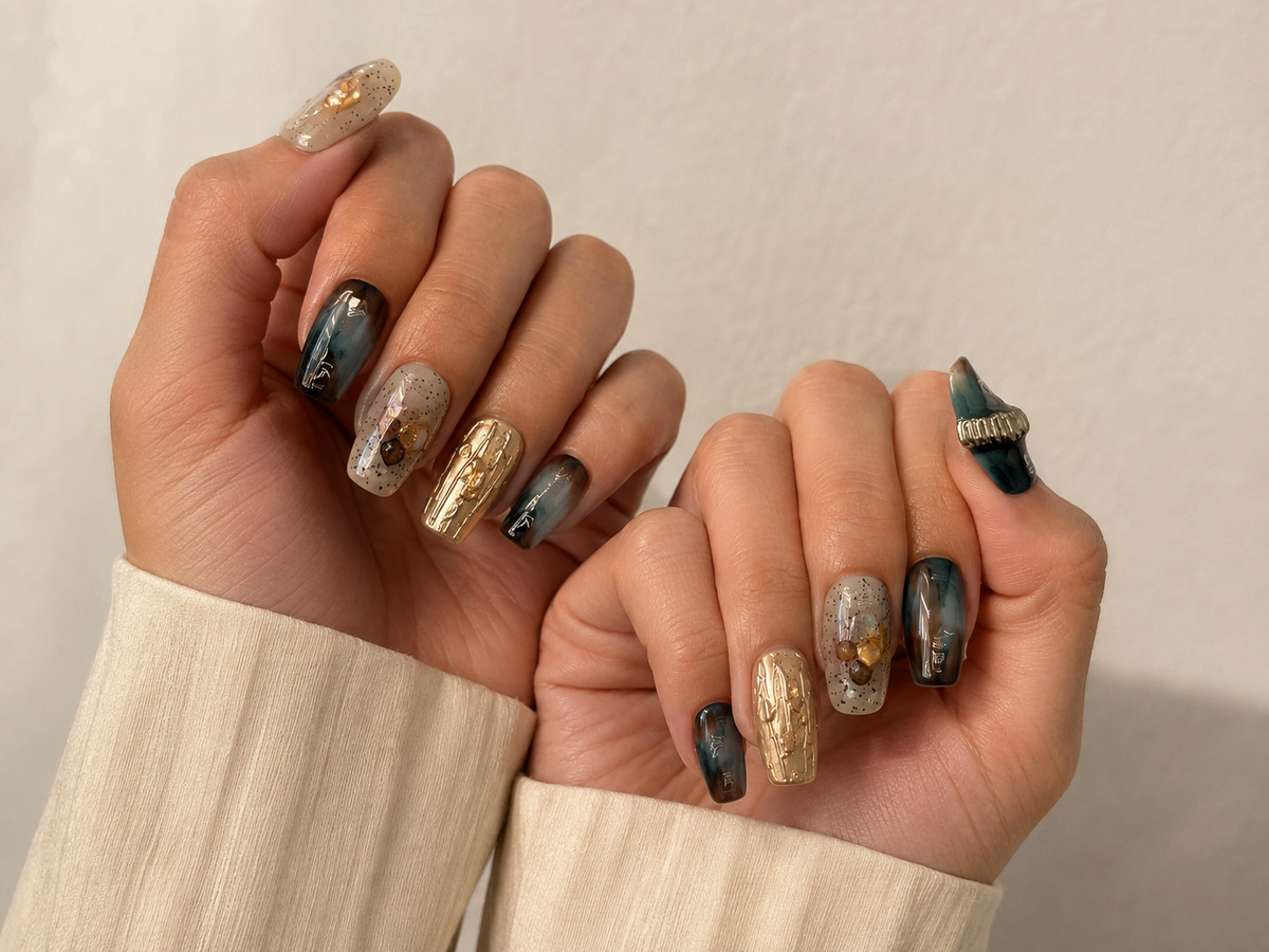 Jade Ámbar | Uñas Press On Hechas a Mano