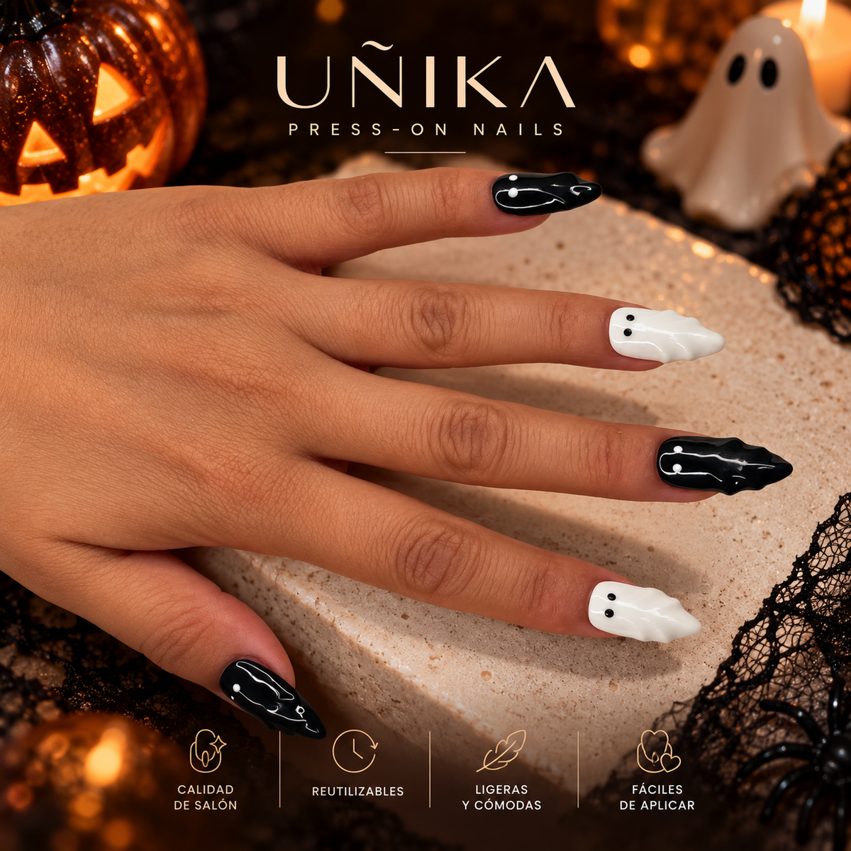 Colección Halloween A01S009 | Uñas Press On Hechas a Mano