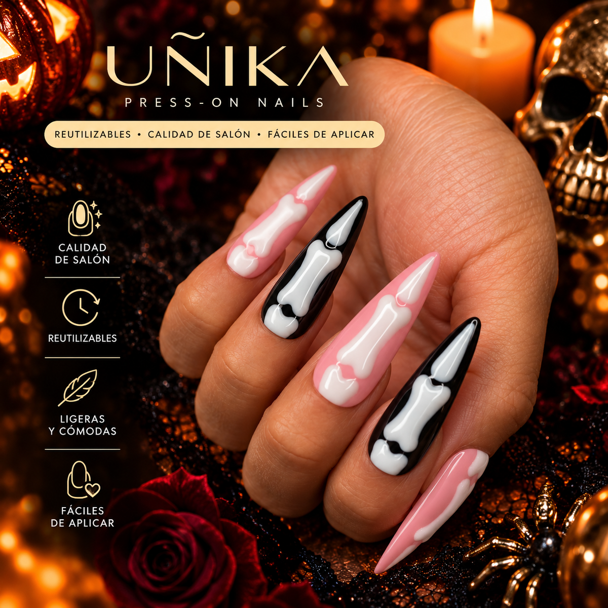 Colección Halloween A01S005 | Uñas Press On Hechas a Mano