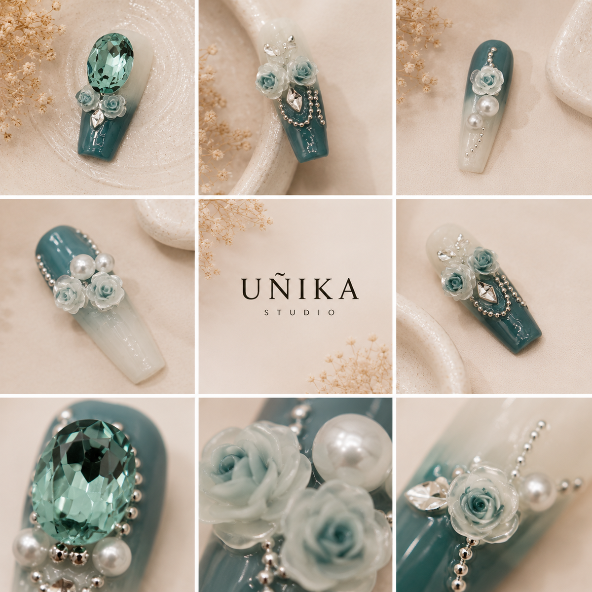 Jardín de Jade | Uñas Press On Hechas a Mano