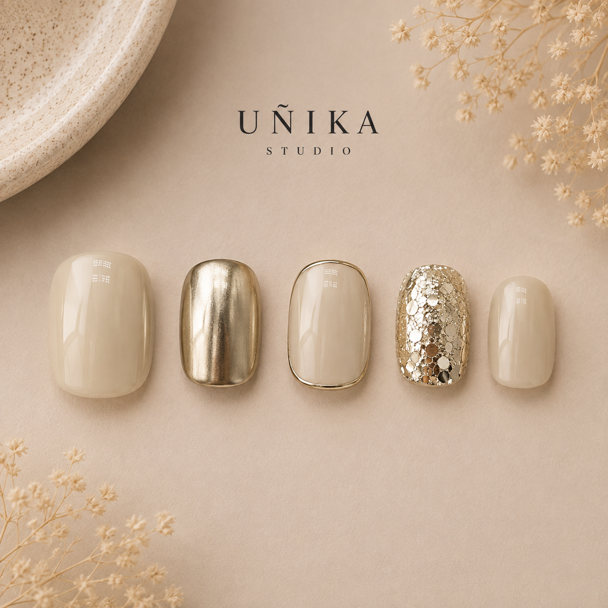 Seda Dorada | Uñas Press On Hechas a Mano