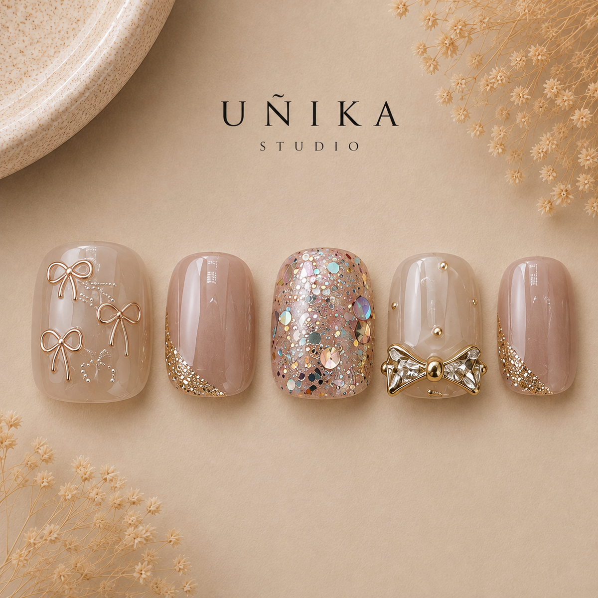 Regalo Rosado | Uñas Press On Hechas a Mano