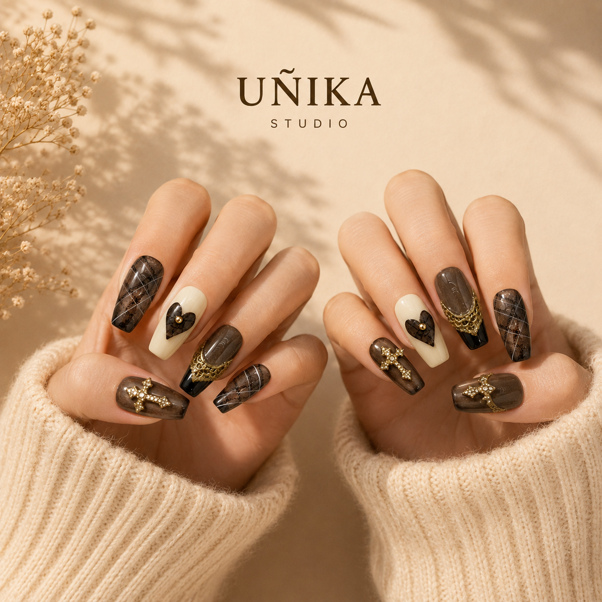 Corazón Barroco | Uñas Press On Hechas a Mano