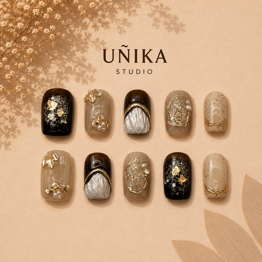 Moka Dorado | Uñas Press On Hechas a Mano