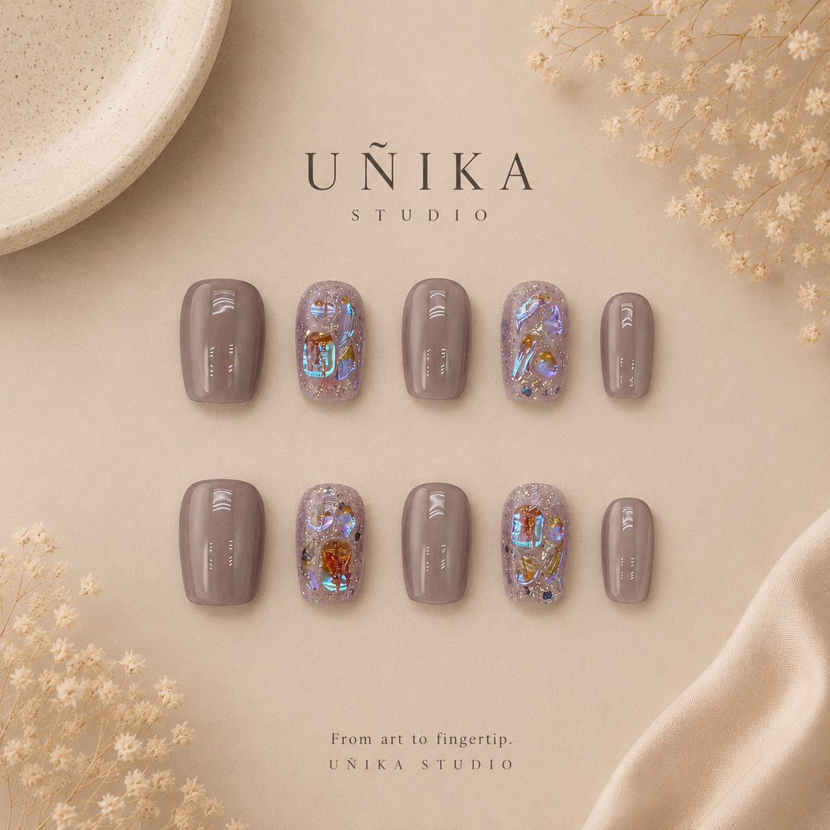 Ópalo Lavanda | Uñas Press On Hechas a Mano