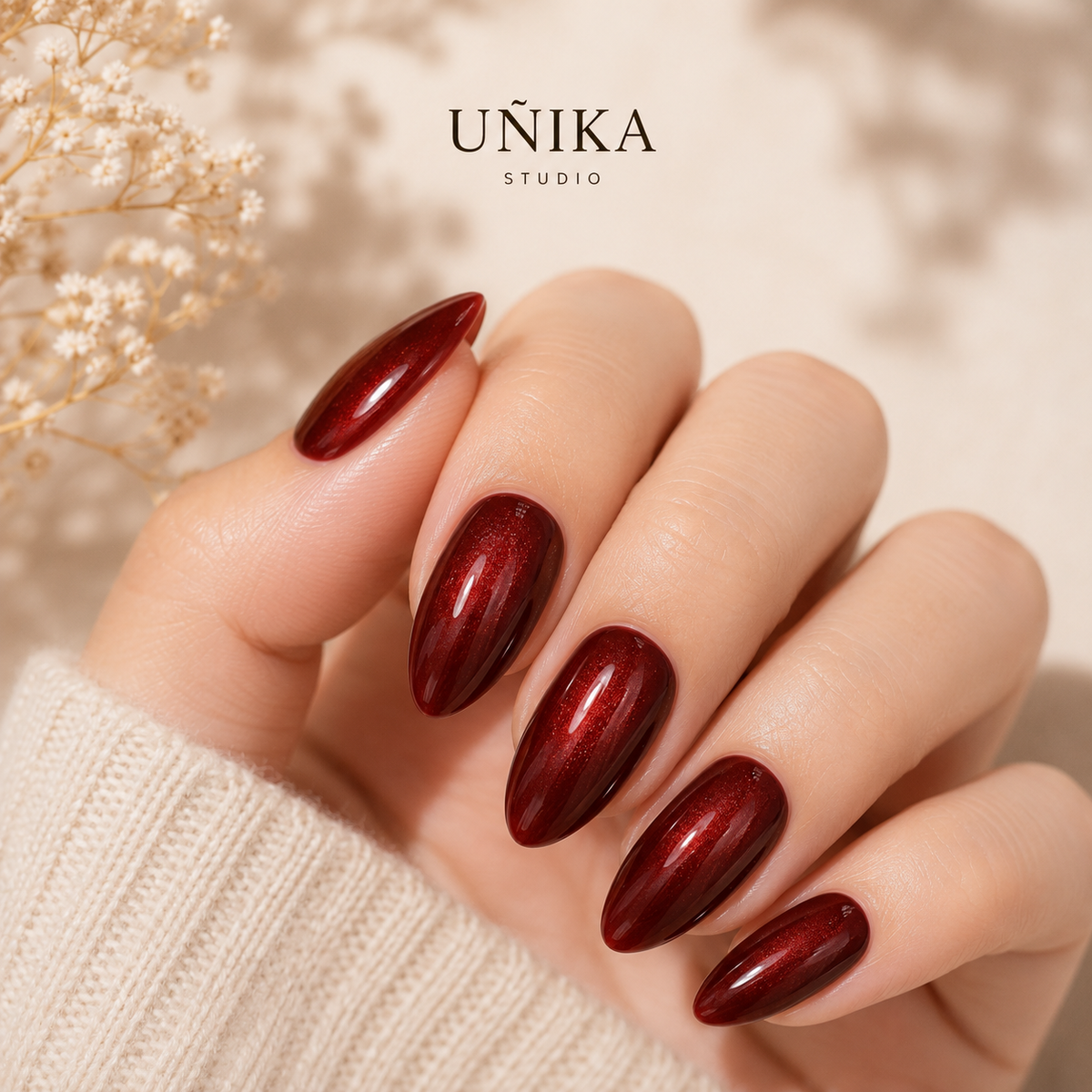 Rubí Cat Eye | Uñas Press On Hechas a Mano