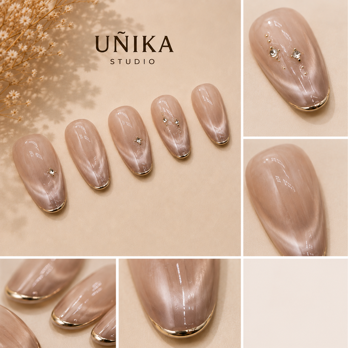 Luz de Cristal | Uñas Press On Hechas a Mano