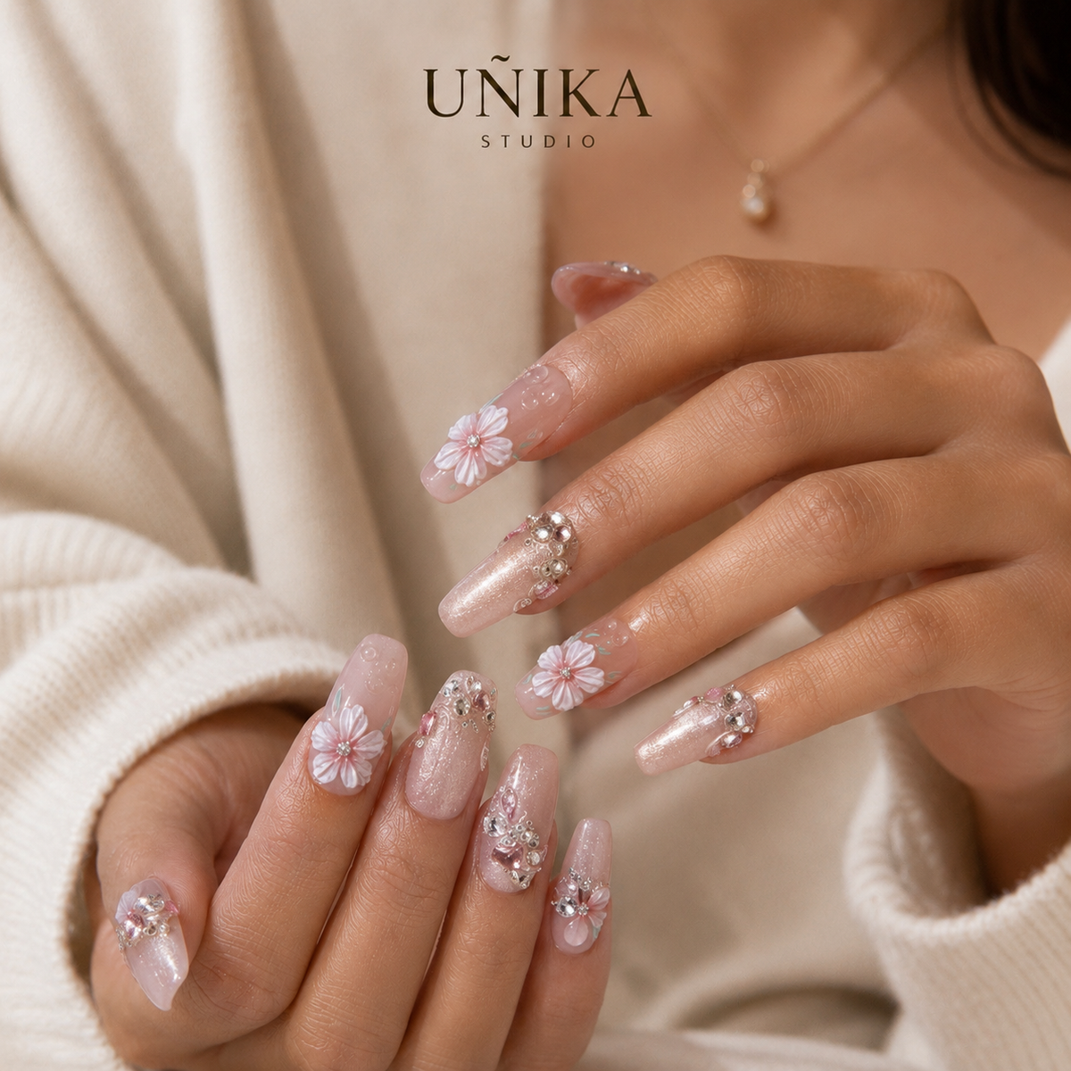Rocío Floral | Uñas Press On Hechas a Mano
