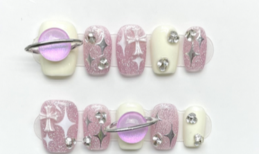 Saturno Rosa | Uñas Press On Hechas a Mano