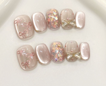Regalo Rosado | Uñas Press On Hechas a Mano