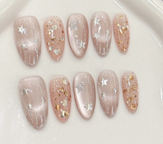 Lluvia de Estrellas | Uñas Press On Hechas a Mano
