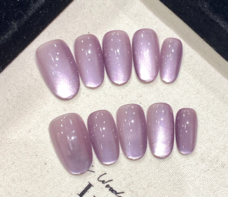 Amatista Cat Eye | Uñas Press On Hechas a Mano