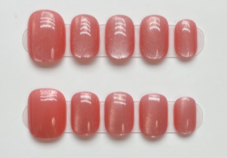 Coral Cat Eye | Uñas Press On Hechas a Mano