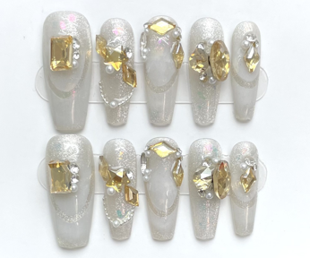 Destello Dorado | Uñas Press On Hechas a Mano