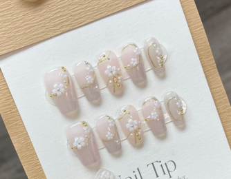 Jardín Perla | Uñas Press On Hechas a Mano