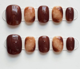 Caoba Miel | Uñas Press On Hechas a Mano