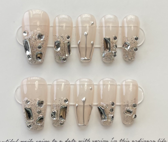 Champán Cristal | Uñas Press On Hechas a Mano