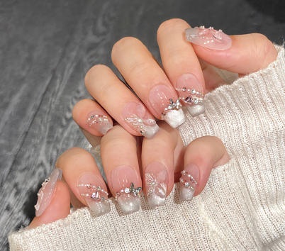 Mariposa Cristal | Uñas Press On Hechas a Mano