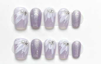 Pluma Lavanda | Uñas Press On Hechas a Mano