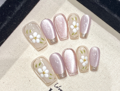Jardín Lila | Uñas Press On Hechas a Mano