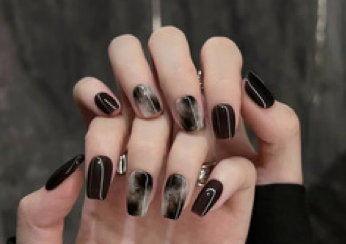 Niebla Negra | Uñas Press On Hechas a Mano