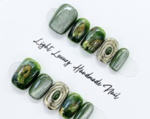 Bosque de Jade | Uñas Press On Hechas a Mano