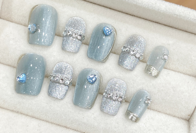 Cristal Glacial | Uñas Press On Hechas a Mano
