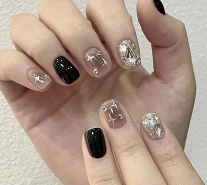 Estrella Ónix  | Uñas Press On Hechas a Mano