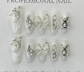 Joya de Nácar | Uñas Press On Hechas a Mano