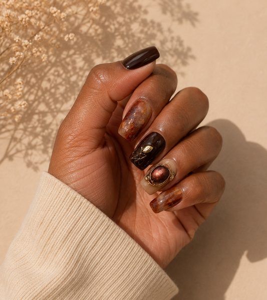 Cereza Caramelo | Uñas Press On Hechas a Mano