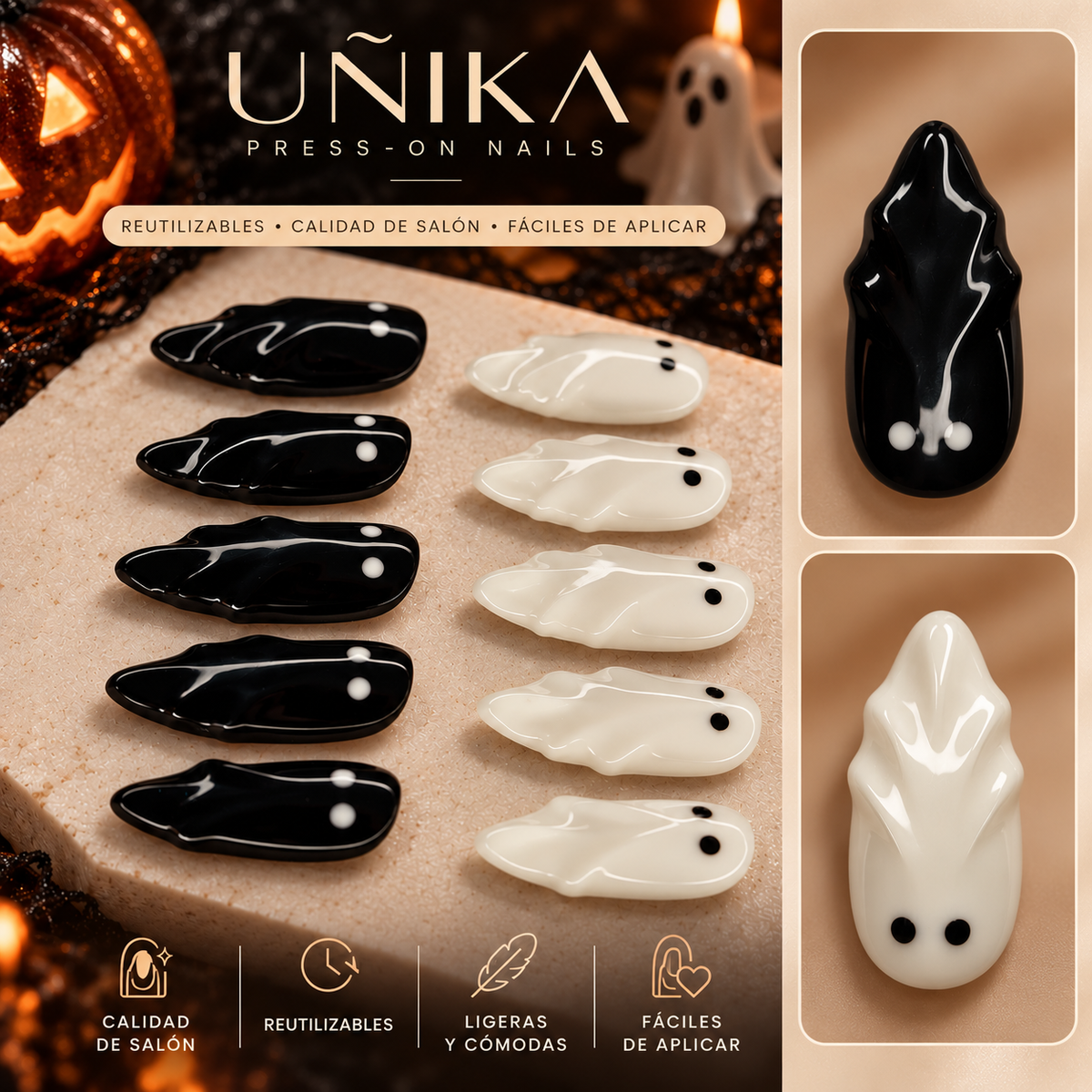 Colección Halloween A01S009 | Uñas Press On Hechas a Mano