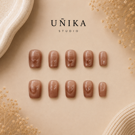 Corazón Cat Eye | Uñas Press On Hechas a Mano