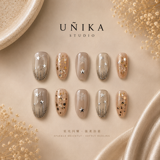 Lluvia de Estrellas | Uñas Press On Hechas a Mano
