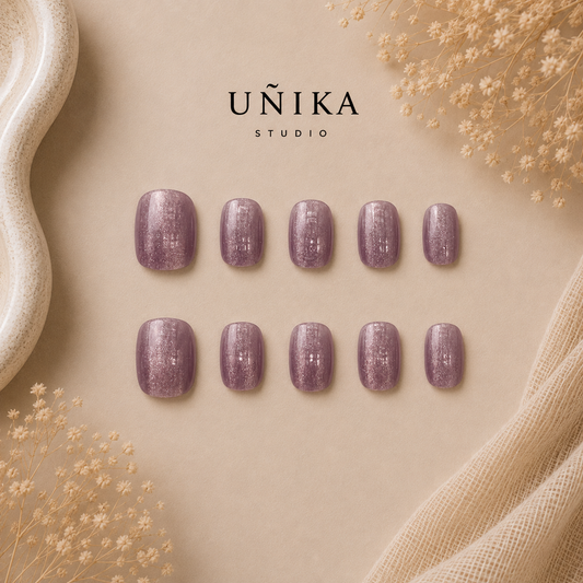 Lavanda Cat Eye | Uñas Press On Hechas a Mano