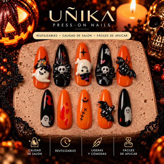 Colección Halloween A01S004 | Uñas Press On Hechas a Mano