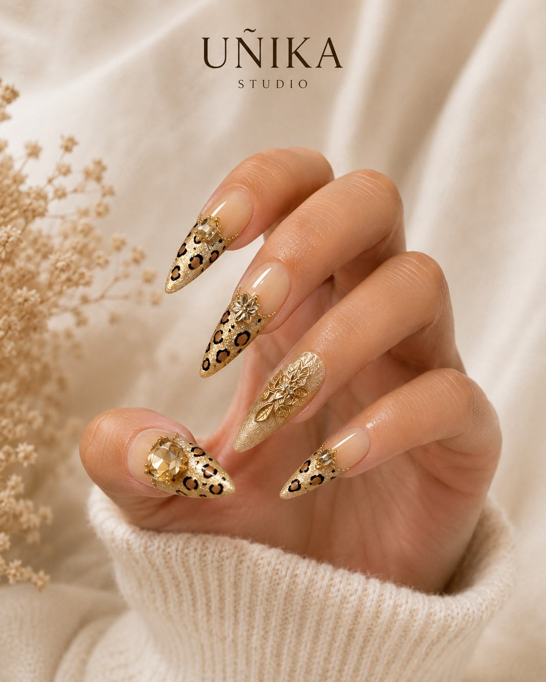 Fiera Dorada | Uñas Press On Hechas a Mano