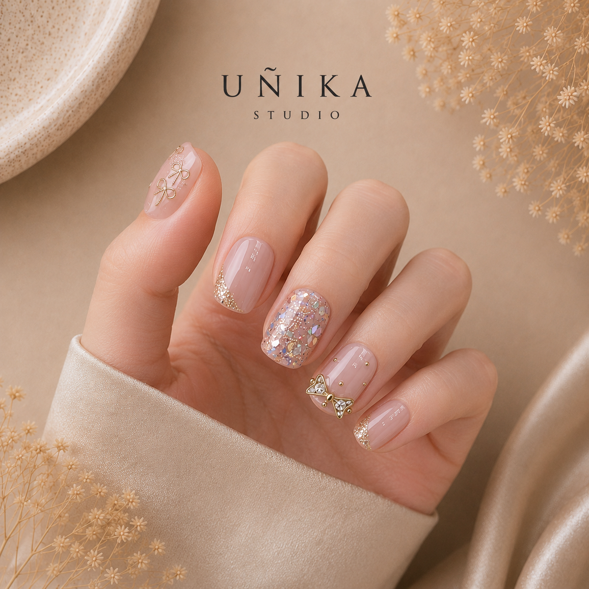 Regalo Rosado | Uñas Press On Hechas a Mano