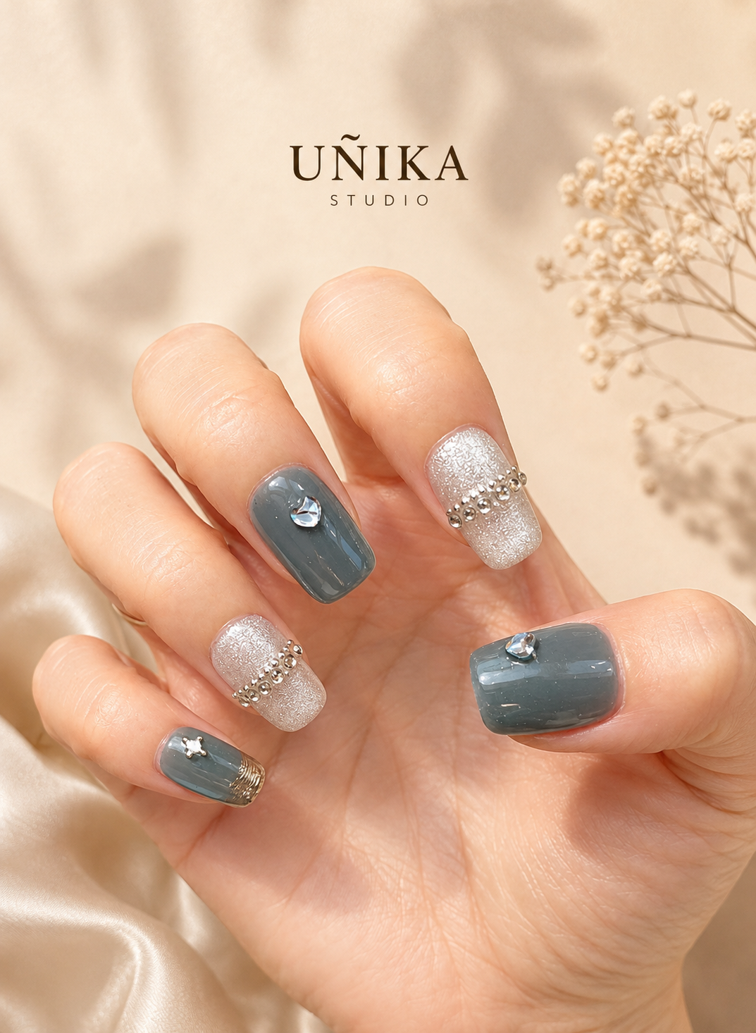 Cristal Glacial | Uñas Press On Hechas a Mano