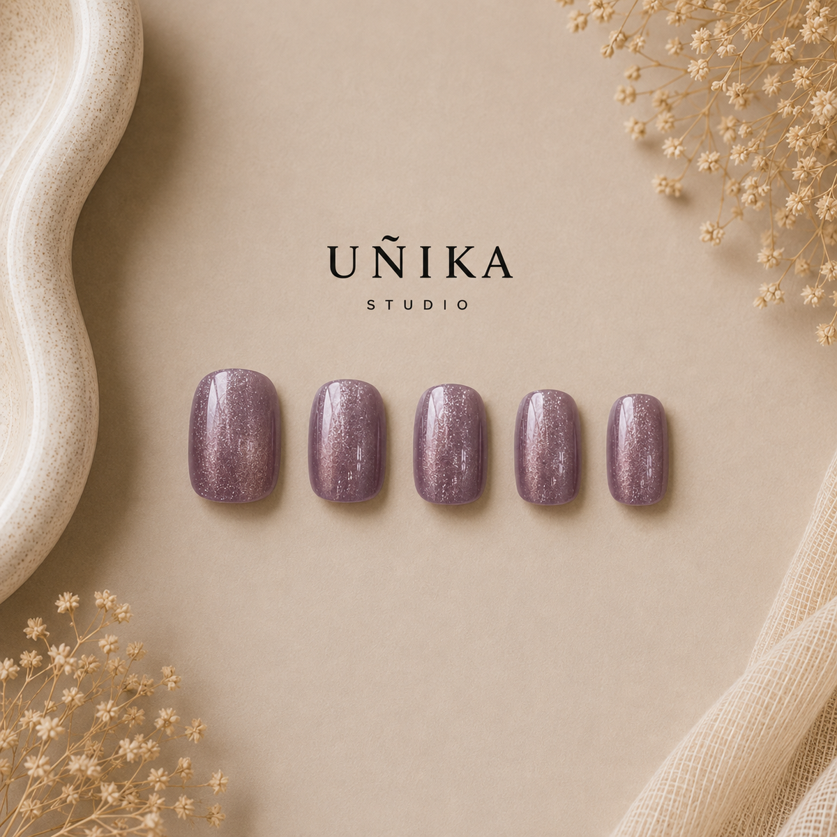 Lavanda Cat Eye | Uñas Press On Hechas a Mano