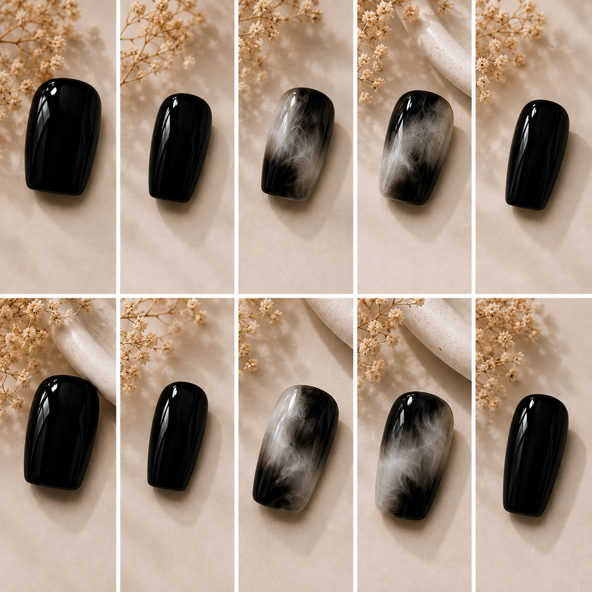 Niebla Negra | Uñas Press On Hechas a Mano