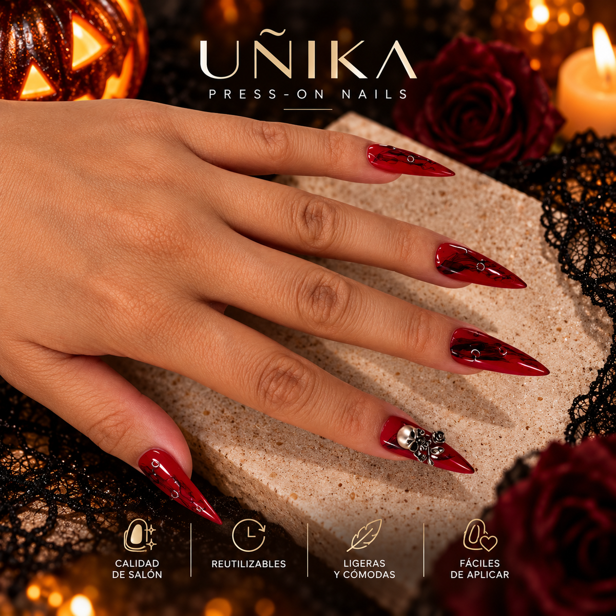 Colección Halloween A01S008 | Uñas Press On Hechas a Mano
