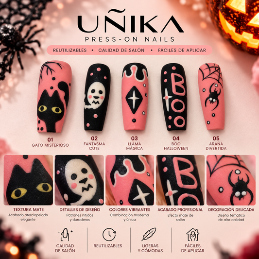 Colección Halloween A01S002 | Uñas Press On Hechas a Mano