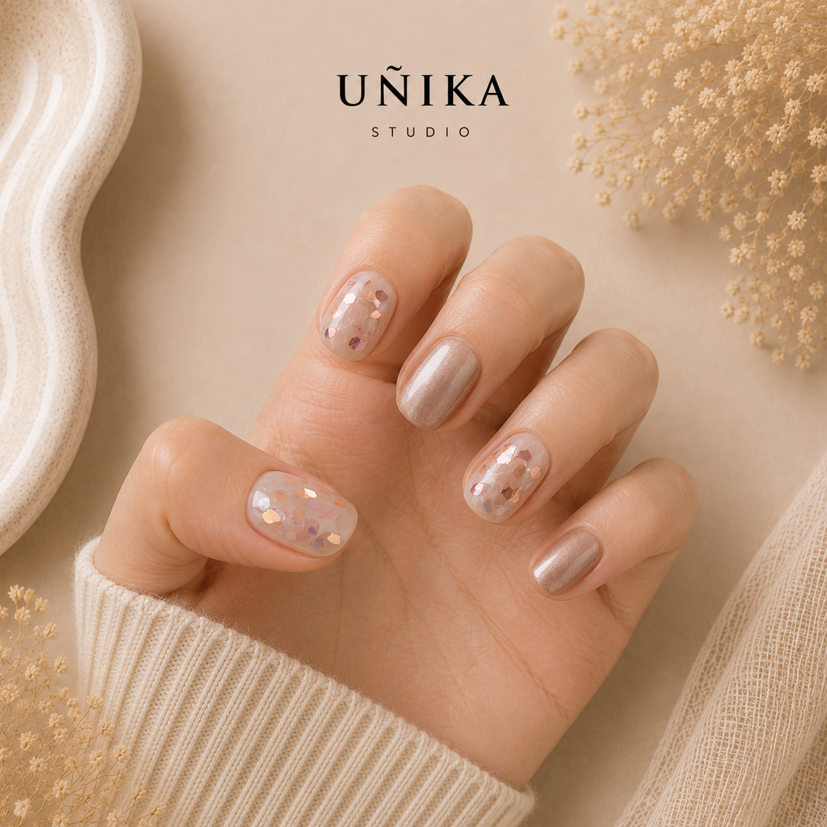 Mariposa Rosé | Uñas Press On Hechas a Mano