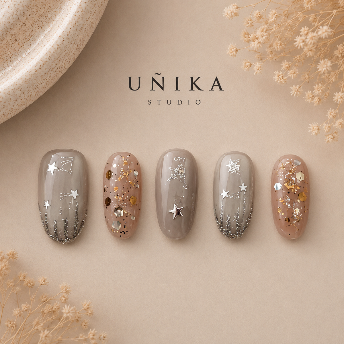 Lluvia de Estrellas | Uñas Press On Hechas a Mano