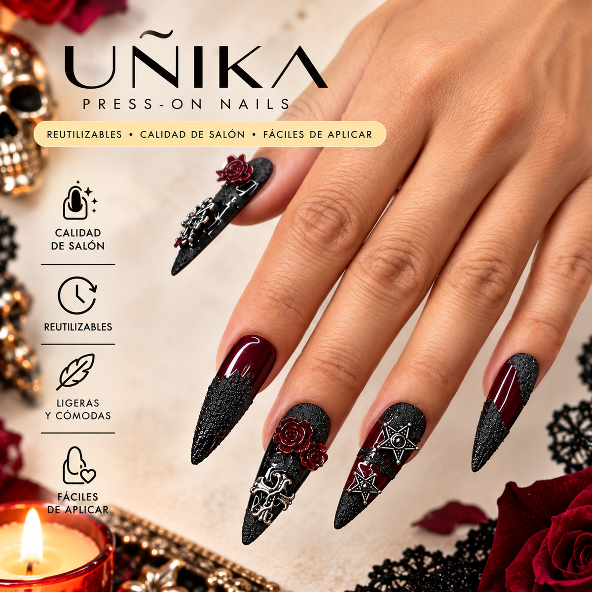 Colección Halloween A01S007 | Uñas Press On Hechas a Mano