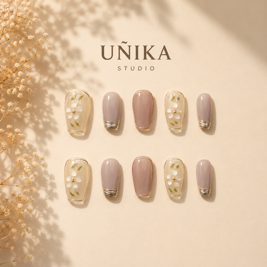 Jardín Lila | Uñas Press On Hechas a Mano