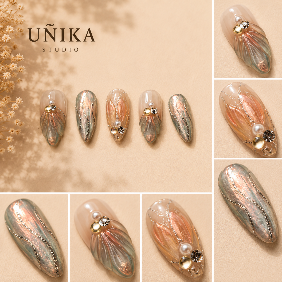 Aurora Marina | Uñas Press On Hechas a Mano