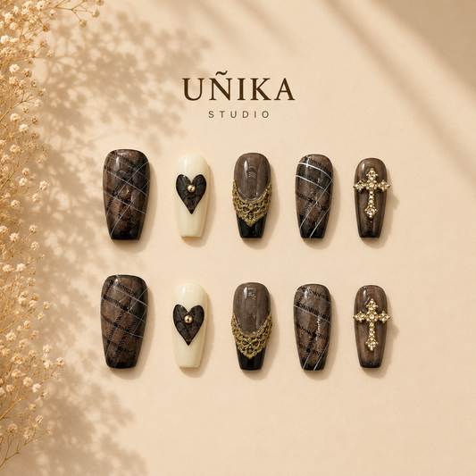 Corazón Barroco | Uñas Press On Hechas a Mano